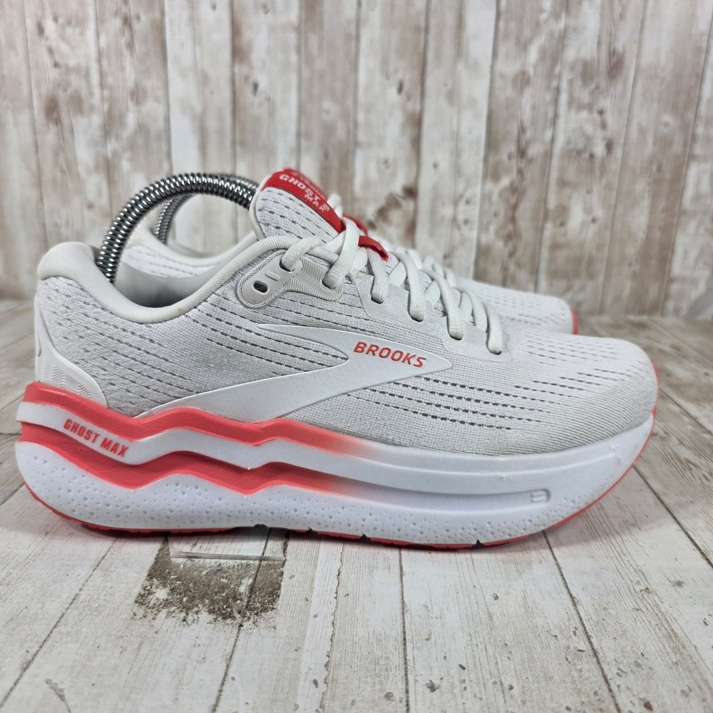 Brooks Ghost Max 2 Womens 8.5 Running Shoes White Red 1204201B174 DNA LOFT v3